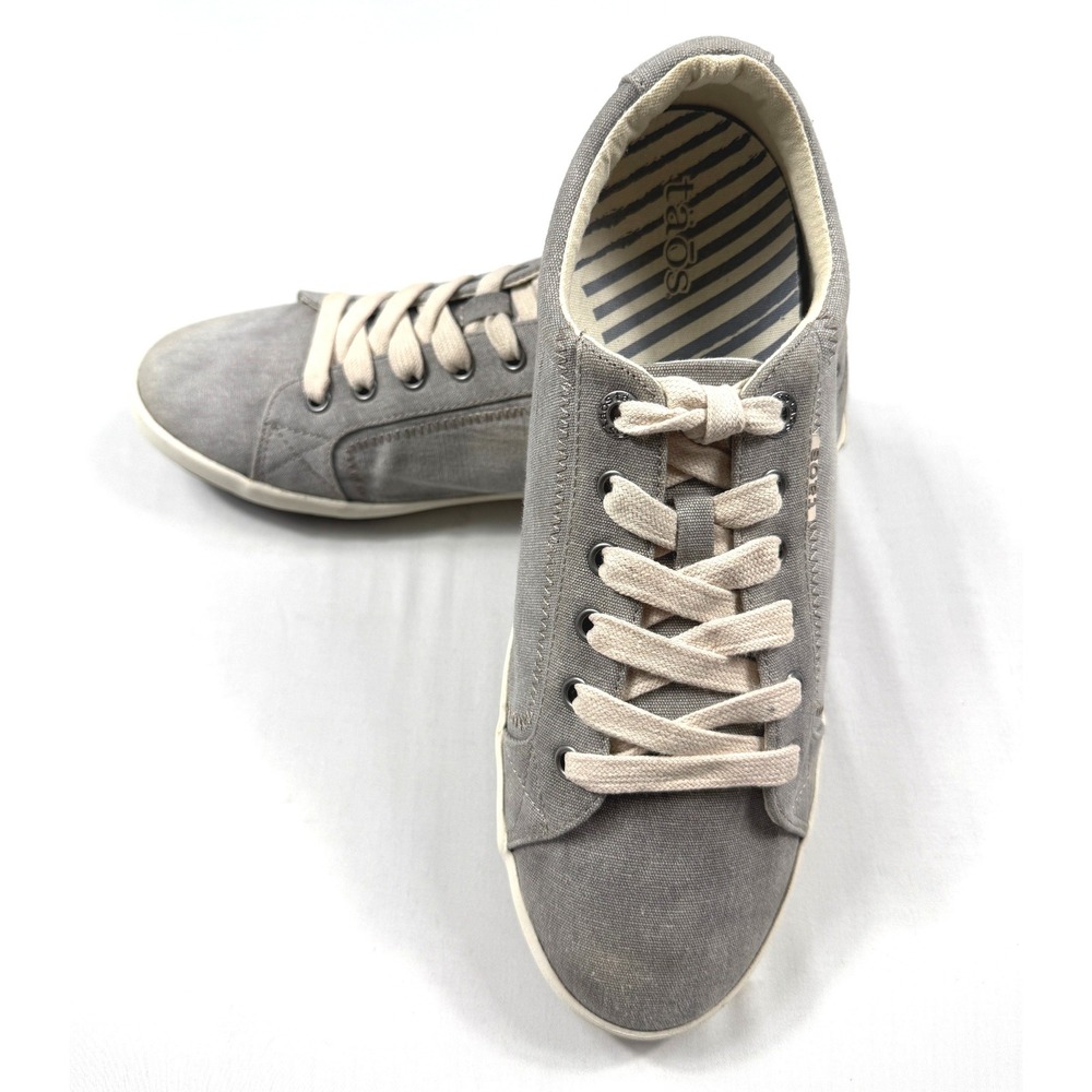 Taos Star Gray Canvas Low Top Lace Up Fashion Sneakers Womens Shoes